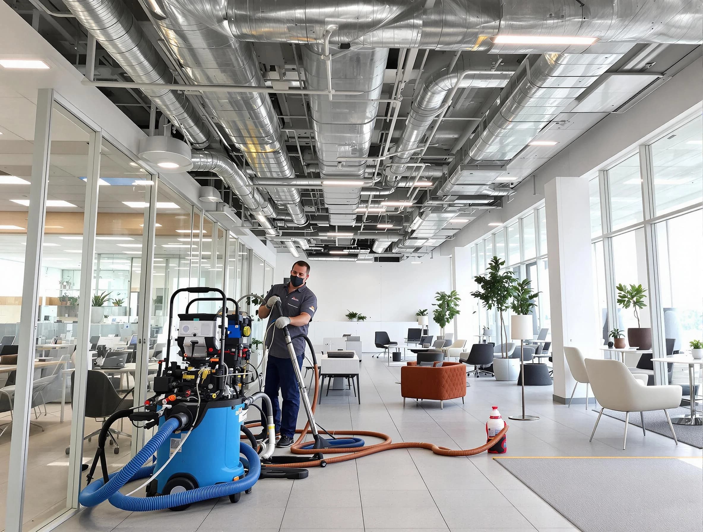 Jonesboro Air Duct Cleaning team conducting comprehensive commercial duct cleaning at a business location in Jonesboro