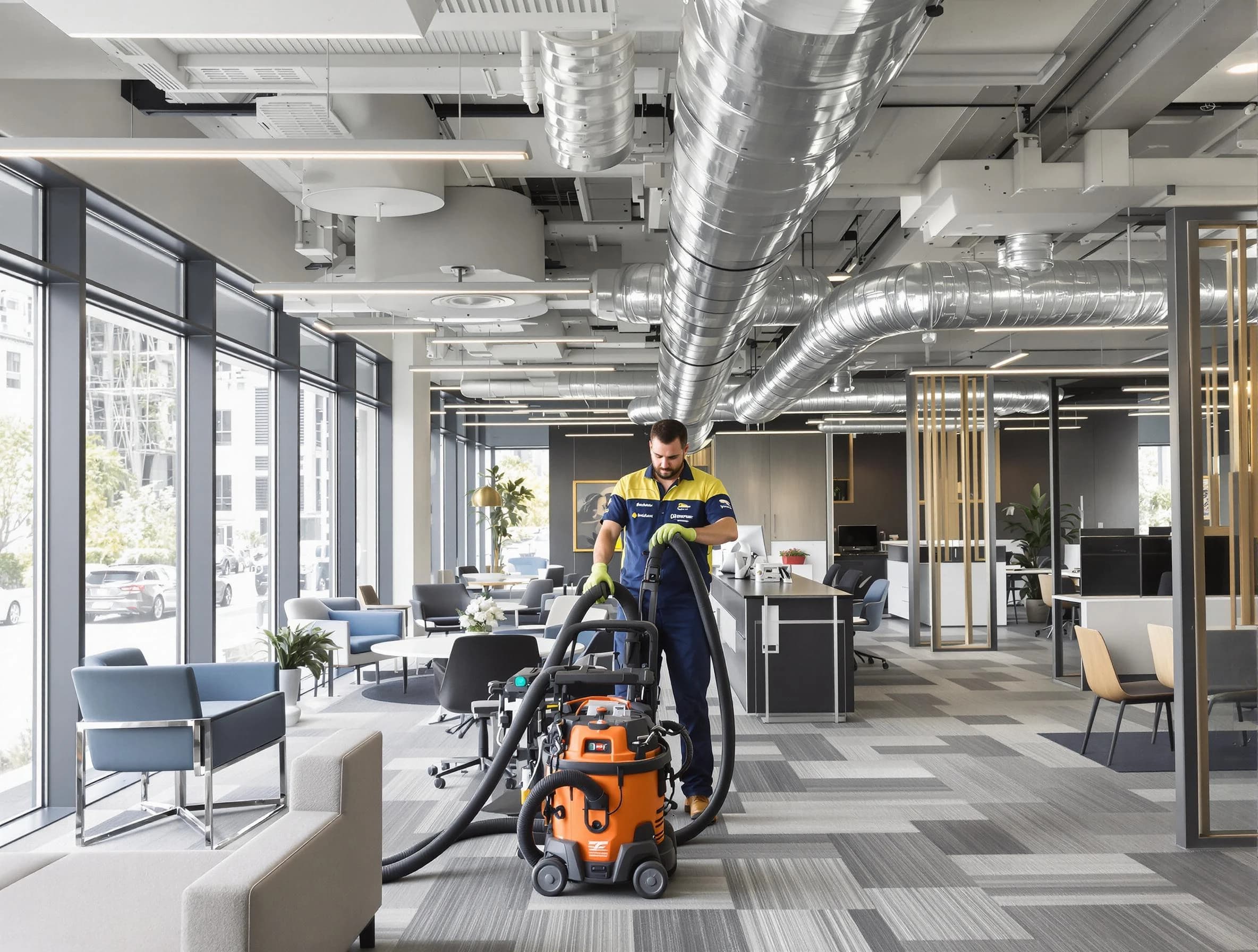 Jonesboro Air Duct Cleaning team performing thorough commercial duct cleaning at a Jonesboro business center