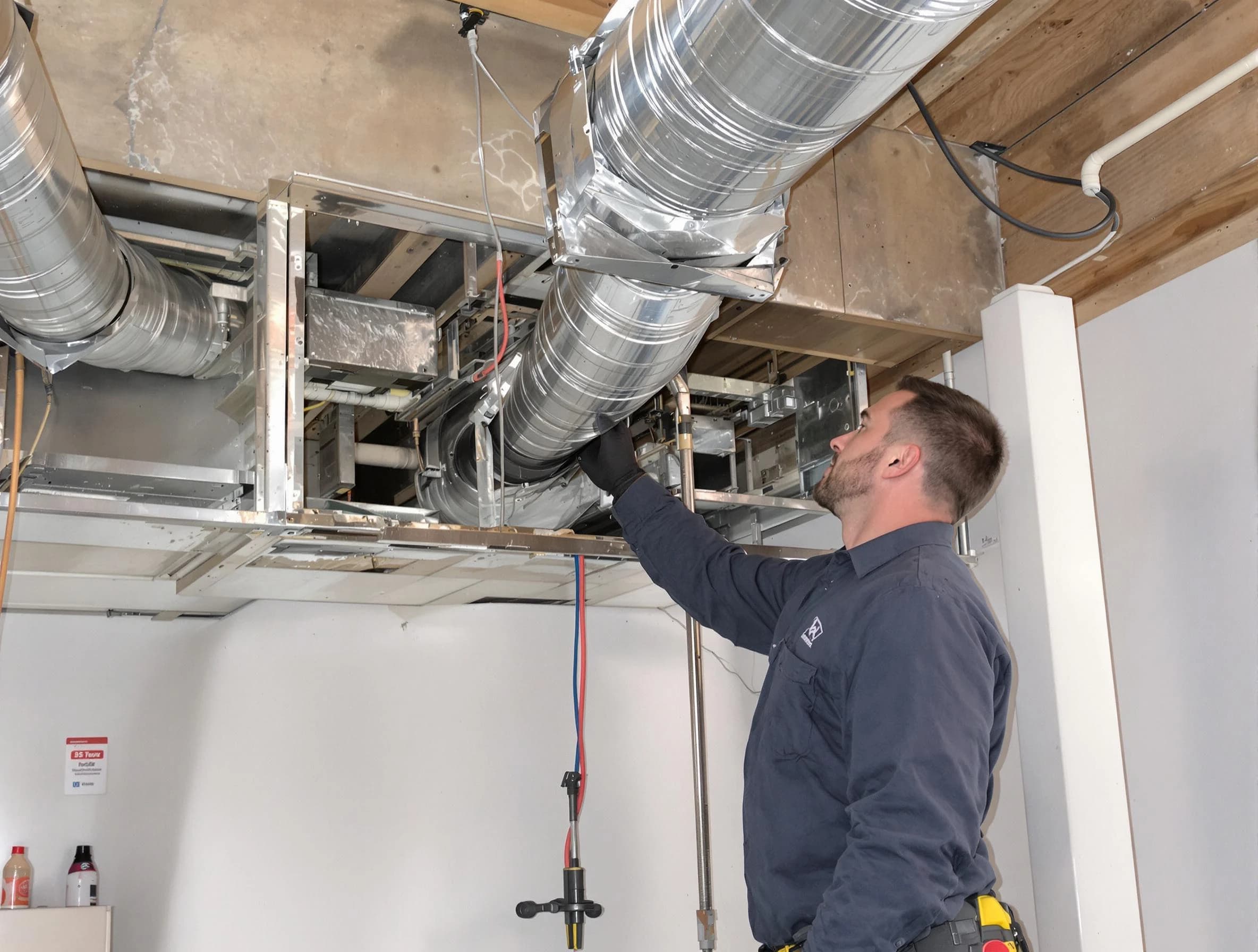 Jonesboro Air Duct Cleaning technician performing professional air duct repair using specialized tools in Jonesboro